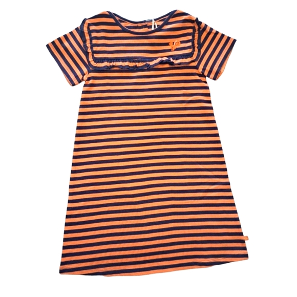 NEW Cadet Rousselle Orange Fall Striped Dress Squirrel Ruffle Size 5 - Picture 1 of 6